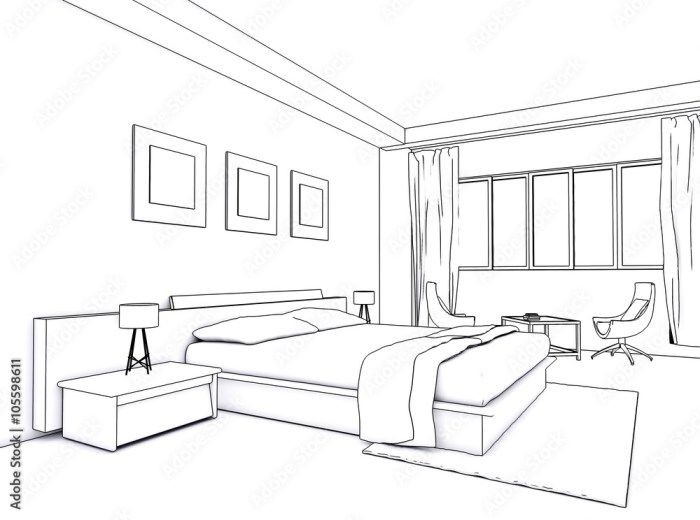 Bedroom interior design sketch