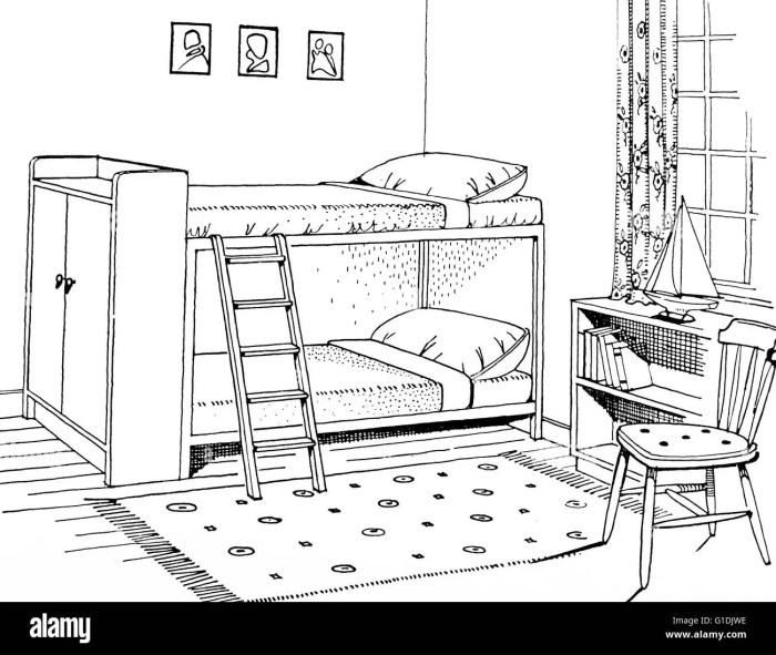 Bedroom interior design sketch